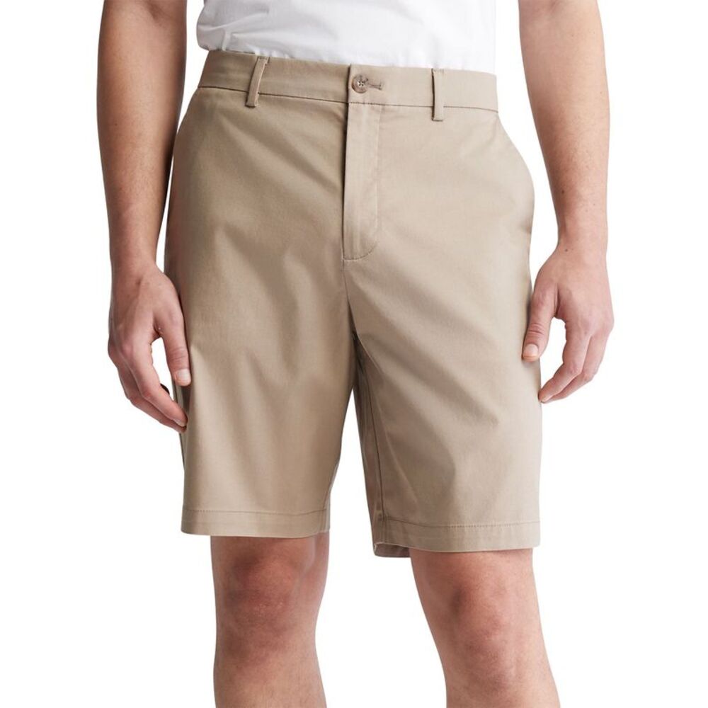 Calvin Klein Mens Refined Slim Fit 9" Inseam Chino Shorts 34 Greige - NWT $79